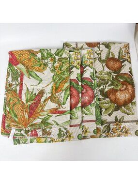 Misto Lino Italy Linen Fruits Fruit Orchard Jardin Kitchen Tea Towels set of 4